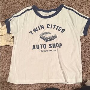 Arizona Jean Company White and Blue Crop Top